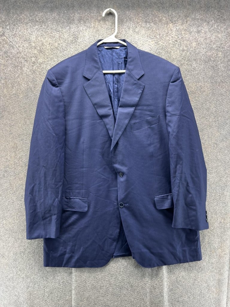 Canali Suit Jacket Mens 58l Eur Blue Wool Pinstripe 2 Button Sport Coat Italy